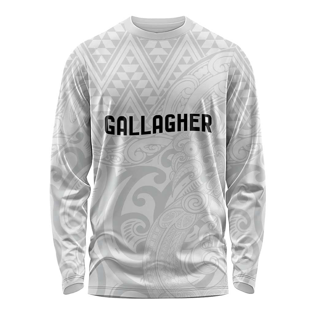 New Zealand Rangatira Custom Long Sleeve Shirt All White Niho Taniwha Maori Tribal LT9 Unisex White - Polynesian Pride