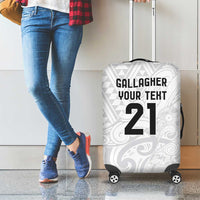 New Zealand Rangatira Custom Luggage Cover All White Niho Taniwha Maori Tribal