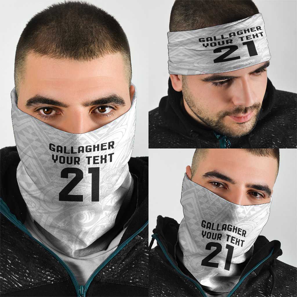 New Zealand Rangatira Custom Neck Gaiter All White Niho Taniwha Maori Tribal - Polynesian Pride