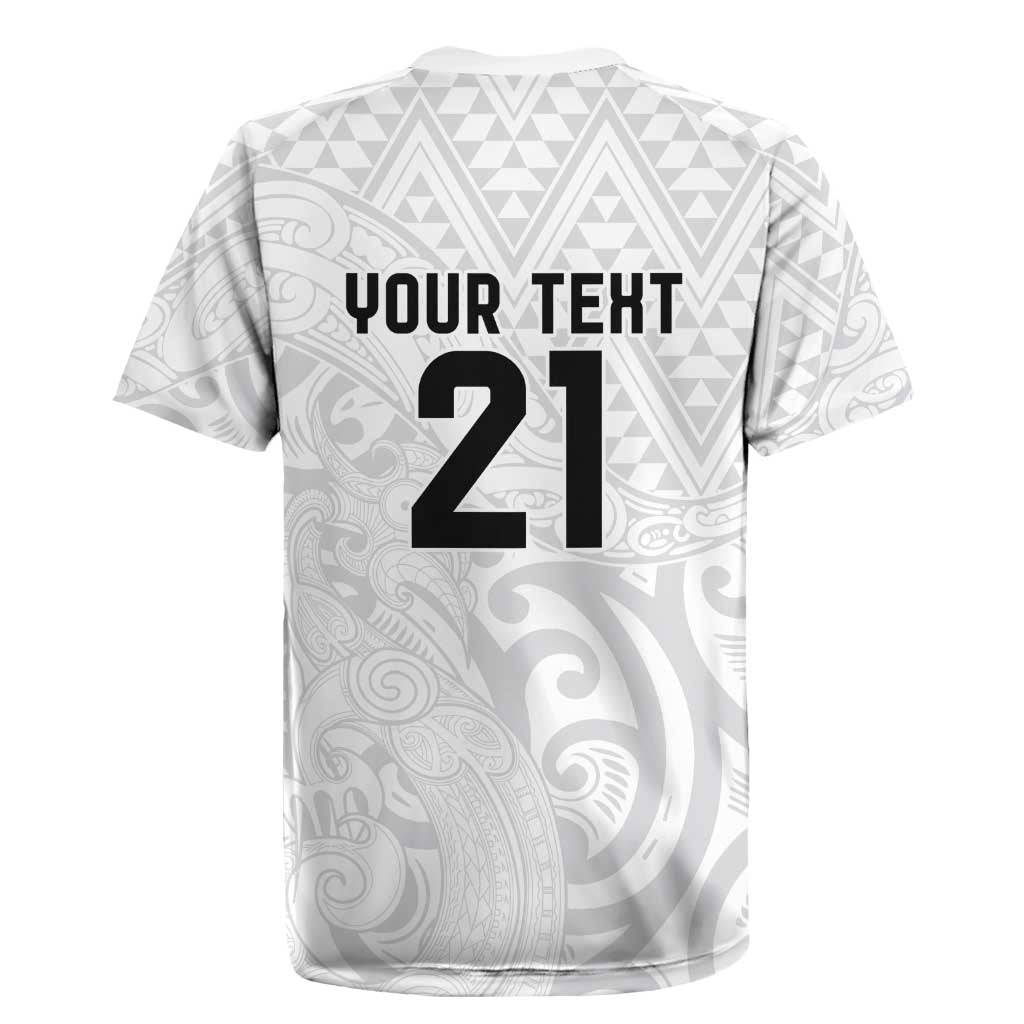 New Zealand Rangatira Custom Rugby Jersey All White Niho Taniwha Maori Tribal