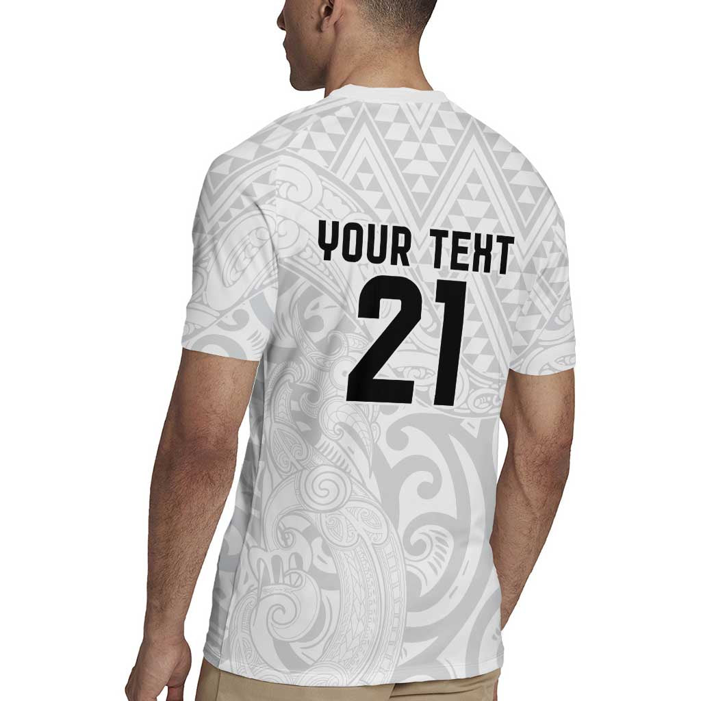 New Zealand Rangatira Custom Rugby Jersey All White Niho Taniwha Maori Tribal