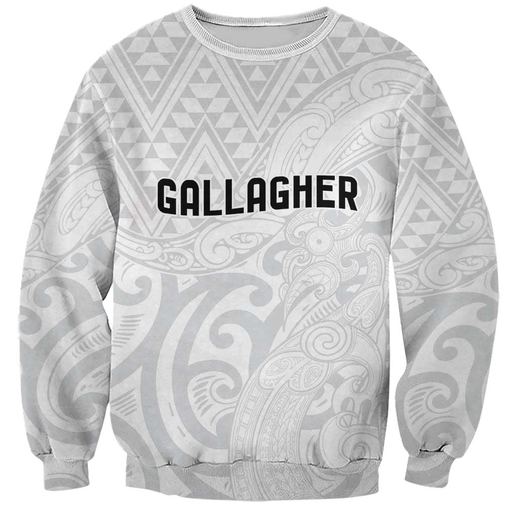 New Zealand Rangatira Custom Sweatshirt All White Niho Taniwha Maori Tribal LT9 Unisex White - Polynesian Pride