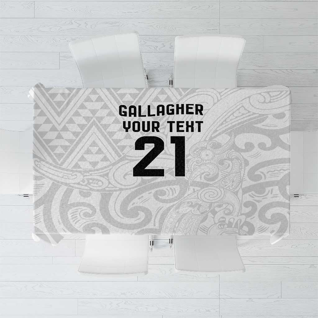 New Zealand Rangatira Custom Tablecloth All White Niho Taniwha Maori Tribal LT9 White - Polynesian Pride