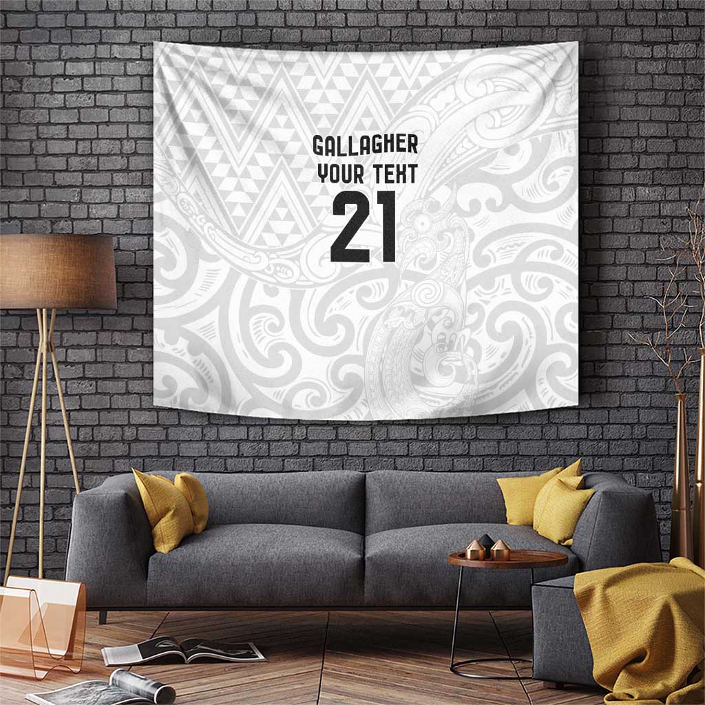 New Zealand Rangatira Custom Tapestry All White Niho Taniwha Maori Tribal