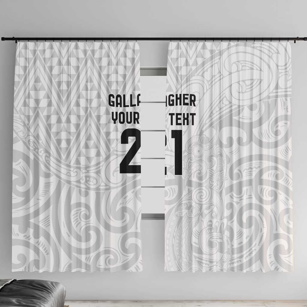 New Zealand Rangatira Custom Window Curtain All White Niho Taniwha Maori Tribal LT9 With Hooks White - Polynesian Pride