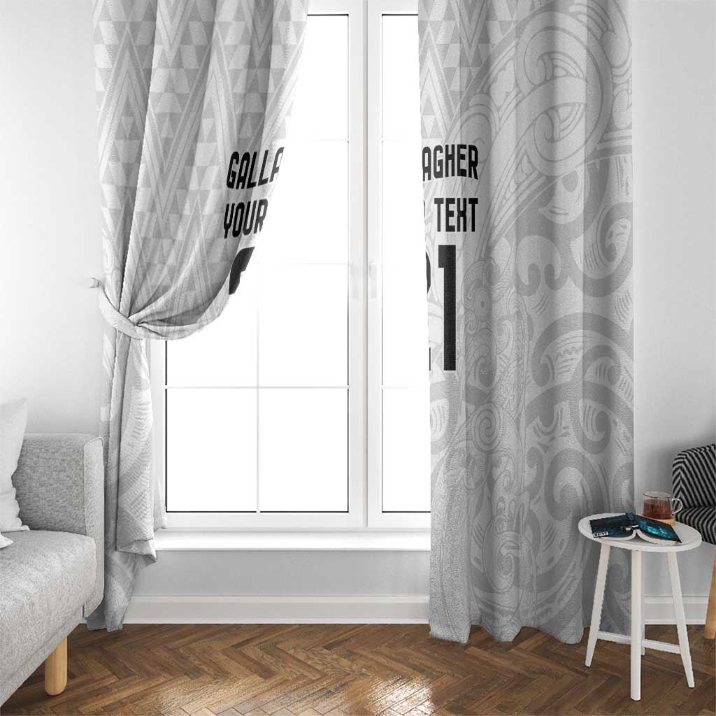 New Zealand Rangatira Custom Window Curtain All White Niho Taniwha Maori Tribal LT9 - Polynesian Pride