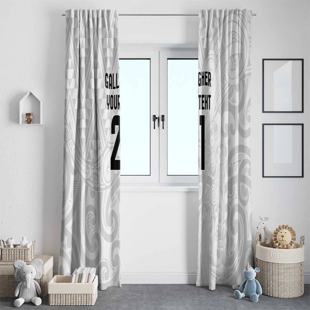 New Zealand Rangatira Custom Window Curtain All White Niho Taniwha Maori Tribal LT9 - Polynesian Pride