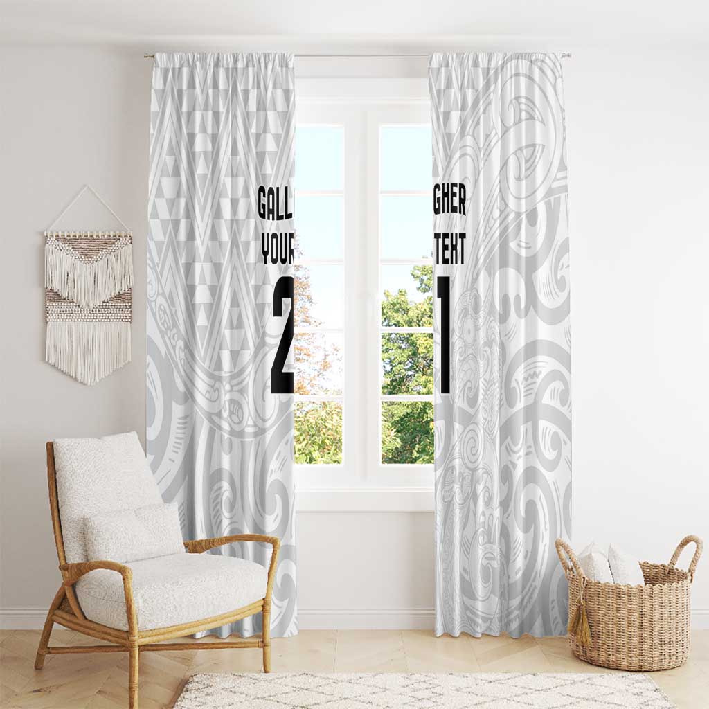 New Zealand Rangatira Custom Window Curtain All White Niho Taniwha Maori Tribal LT9 - Polynesian Pride
