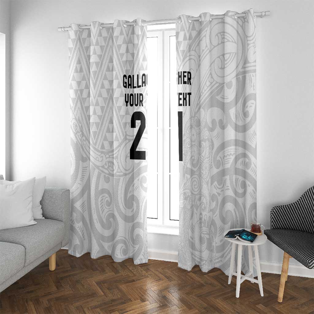 New Zealand Rangatira Custom Window Curtain All White Niho Taniwha Maori Tribal LT9 With Grommets White - Polynesian Pride