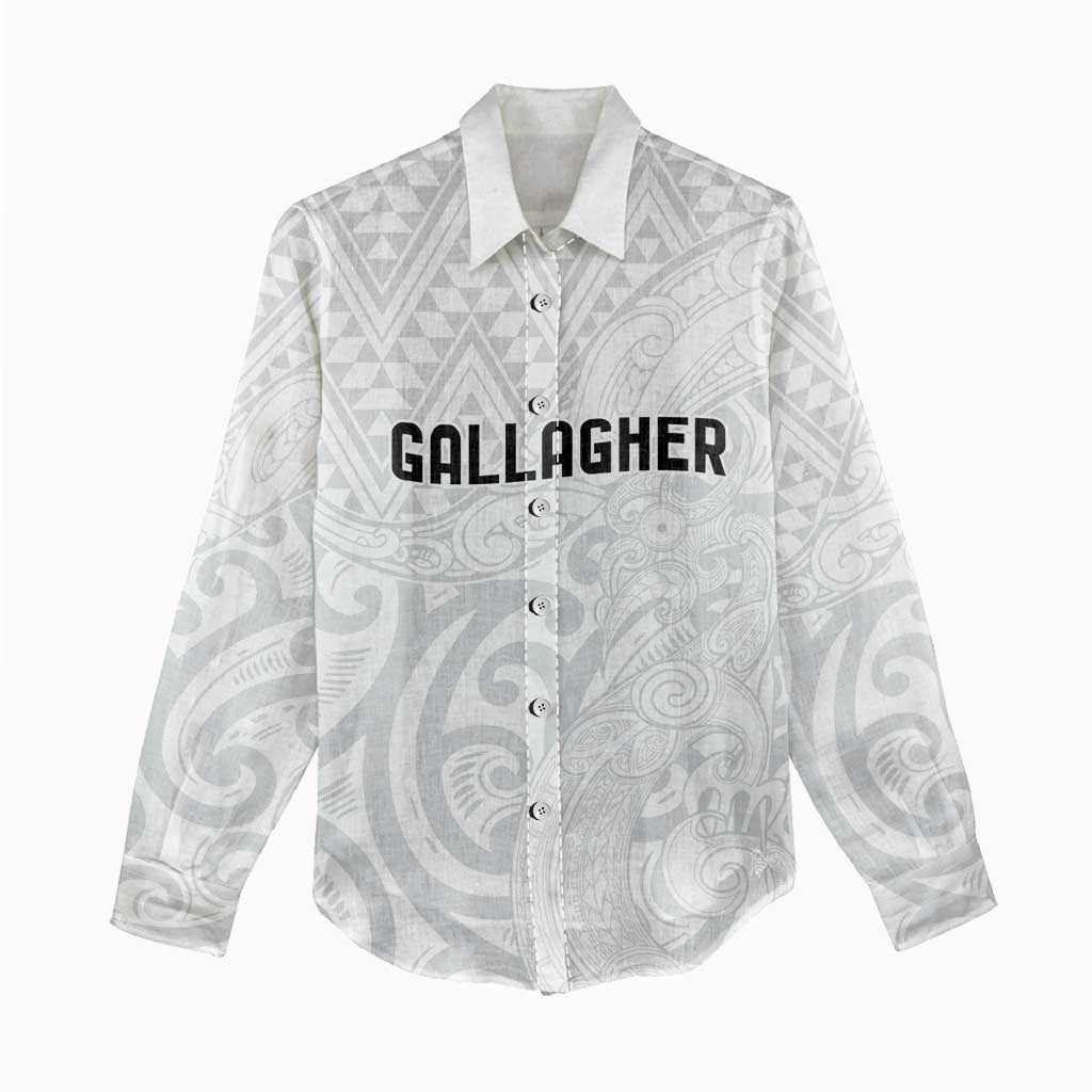 New Zealand Rangatira Custom Women Casual Shirt All White Niho Taniwha Maori Tribal LT9 - Polynesian Pride