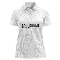 New Zealand Rangatira Custom Women Polo Shirt All White Niho Taniwha Maori Tribal