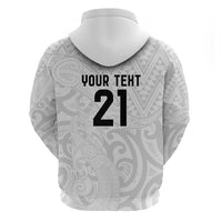 New Zealand Rangatira Custom Zip Hoodie All White Niho Taniwha Maori Tribal