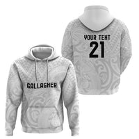 New Zealand Rangatira Custom Zip Hoodie All White Niho Taniwha Maori Tribal