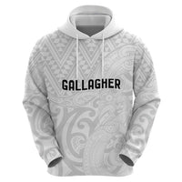 New Zealand Rangatira Custom Zip Hoodie All White Niho Taniwha Maori Tribal