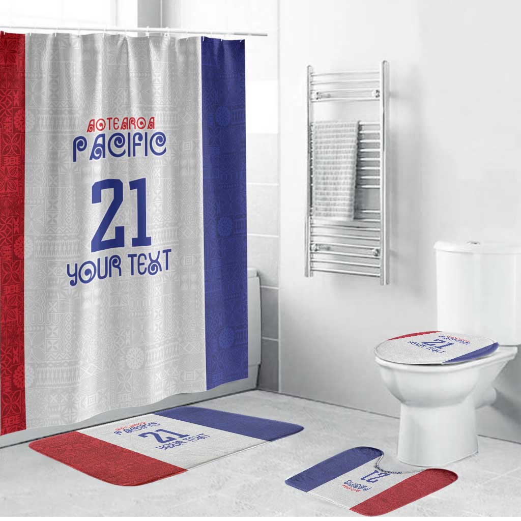New Zealand Rugby Pacific Personalised Bathroom Set Maori Style Tribal Tapa Pattern - Polynesian Pride