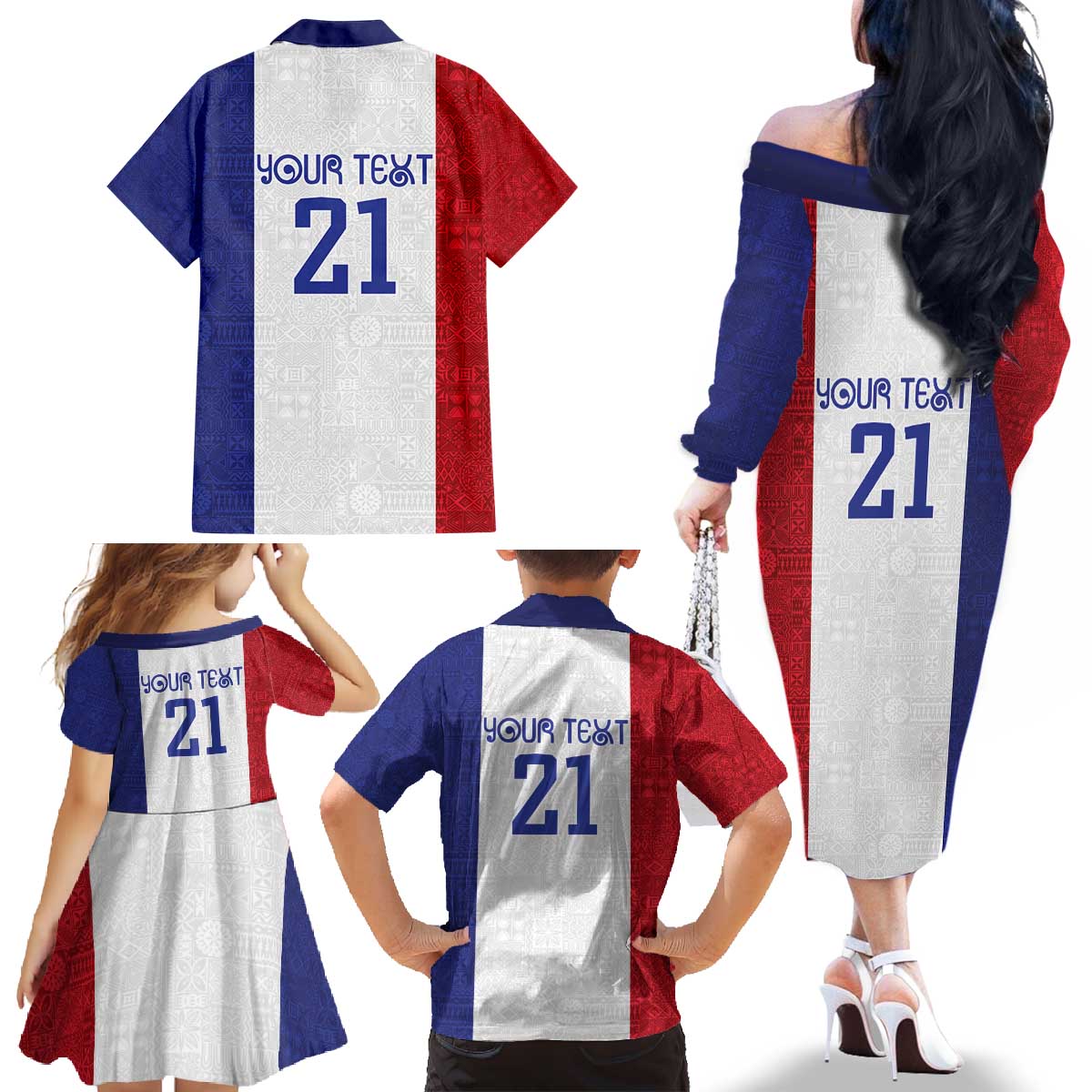 New Zealand Rugby Pacific Personalised Family Matching Off The Shoulder Long Sleeve Dress and Hawaiian Shirt Maori Style Tribal Tapa Pattern LT9 - Polynesian Pride