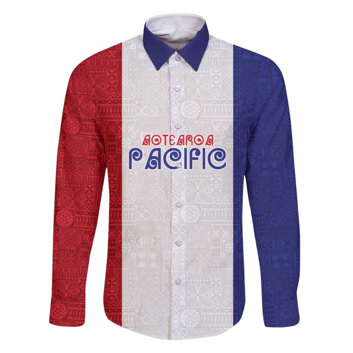 New Zealand Rugby Pacific Personalised Family Matching Off The Shoulder Long Sleeve Dress and Hawaiian Shirt Maori Style Tribal Tapa Pattern LT9 Dad's Shirt - Long Sleeve White - Polynesian Pride