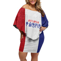 New Zealand Rugby Pacific Personalised Family Matching Off Shoulder Short Dress and Hawaiian Shirt Maori Style Tribal Tapa Pattern LT9 Mom's Dress White - Polynesian Pride