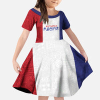 New Zealand Rugby Pacific Personalised Family Matching Puletasi and Hawaiian Shirt Maori Style Tribal Tapa Pattern LT9 Daughter's Dress White - Polynesian Pride