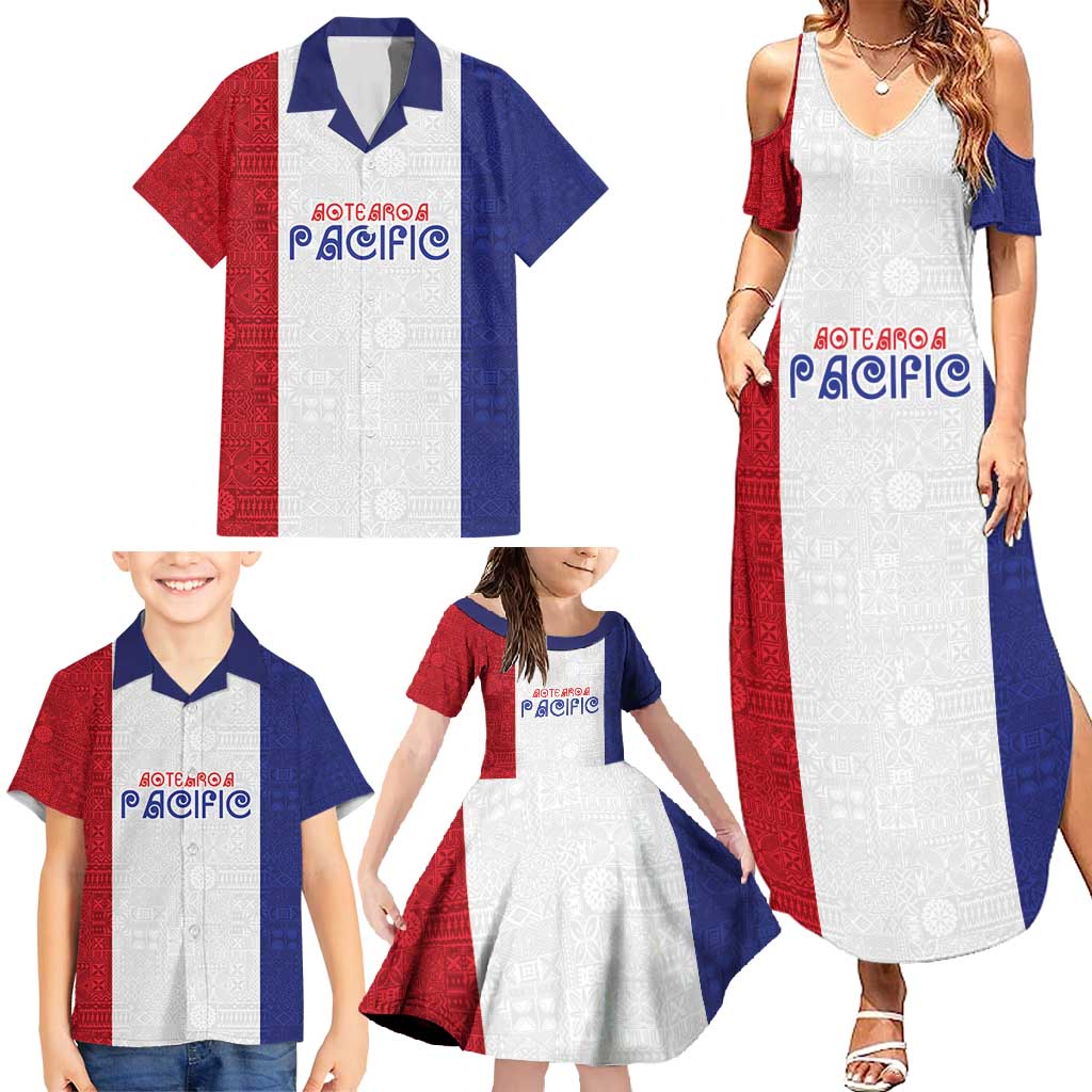 New Zealand Rugby Pacific Personalised Family Matching Summer Maxi Dress and Hawaiian Shirt Maori Style Tribal Tapa Pattern LT9 - Polynesian Pride