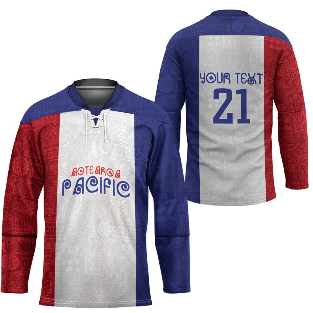 New Zealand Rugby Pacific Personalised Hockey Jersey Maori Style Tribal Tapa Pattern - Polynesian Pride