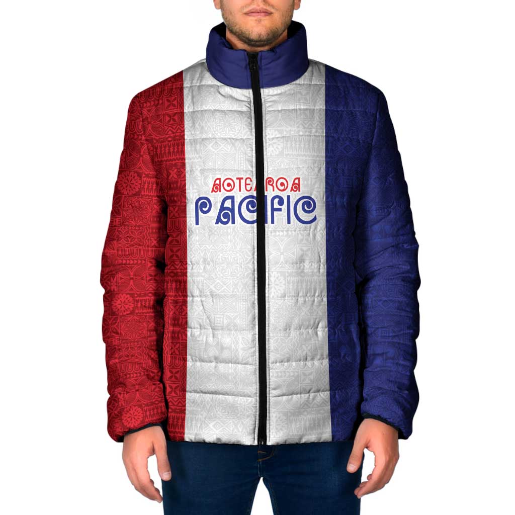 New Zealand Rugby Pacific Personalised Padded Jacket Maori Style Tribal Tapa Pattern - Polynesian Pride