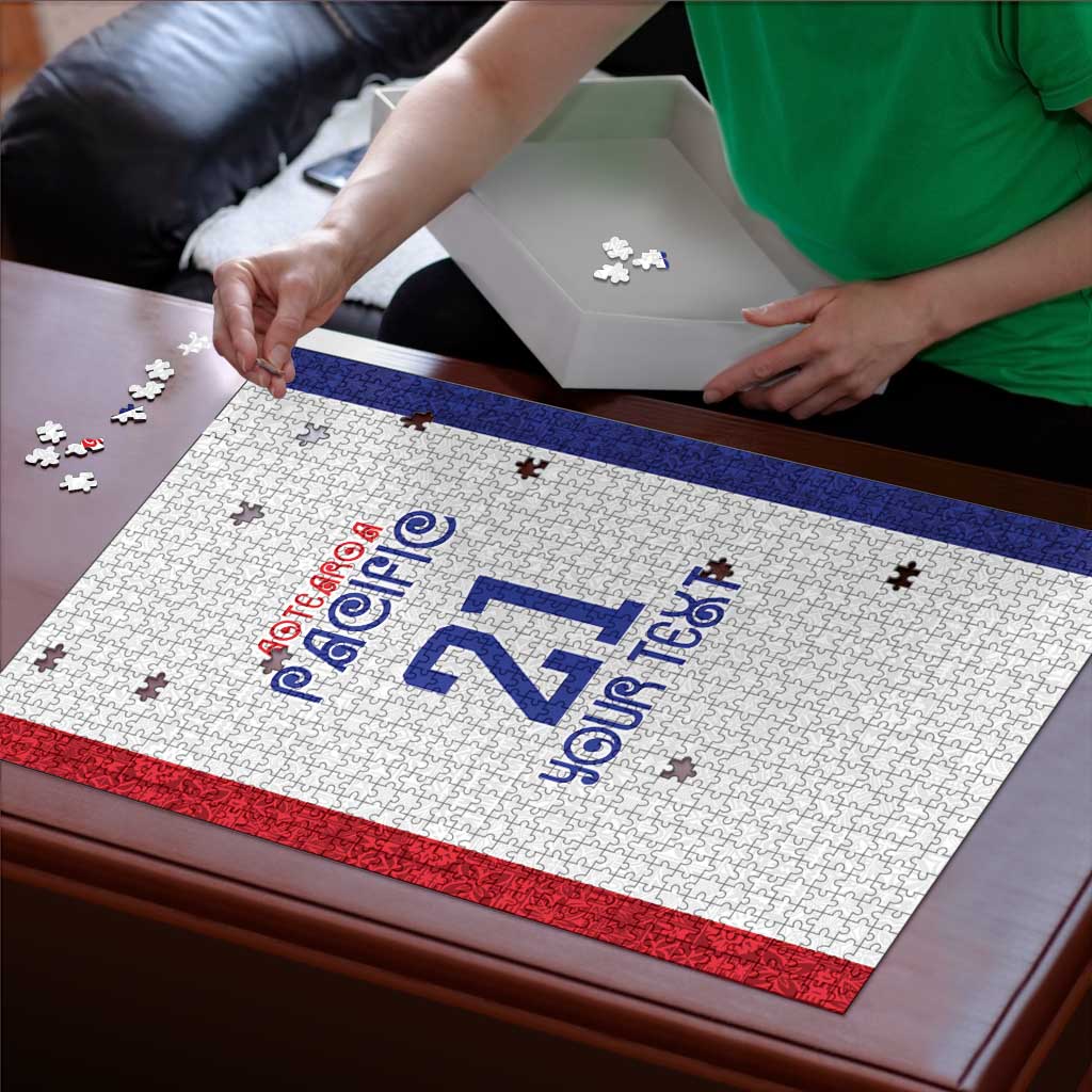 New Zealand Rugby Pacific Personalised Puzzle Maori Style Tribal Tapa Pattern - Polynesian Pride