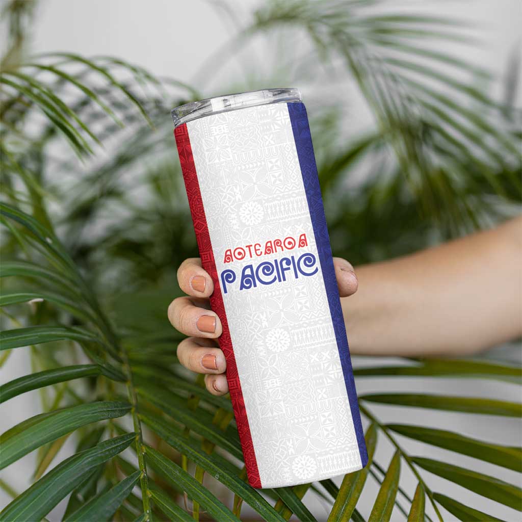New Zealand Rugby Pacific Personalised Skinny Tumbler Maori Style Tribal Tapa Pattern