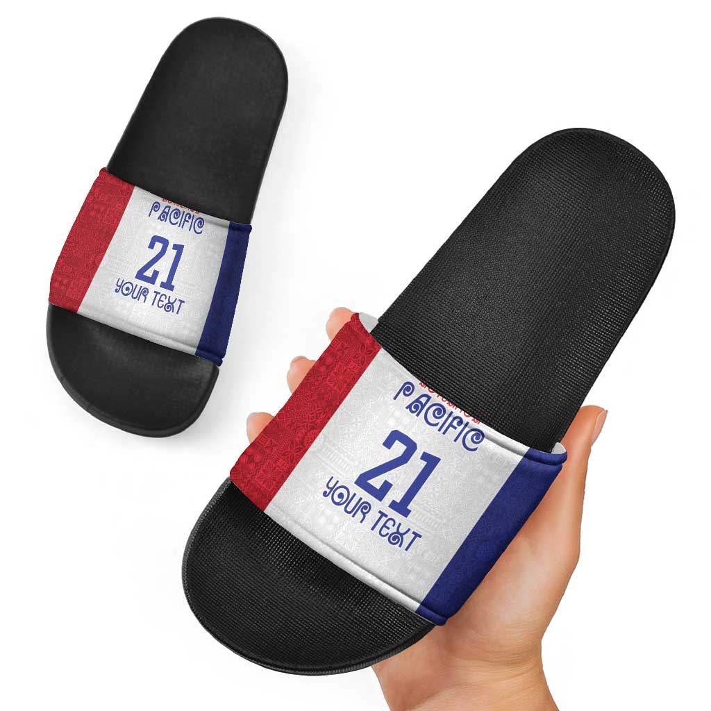 New Zealand Rugby Pacific Personalised Slide Sandals Maori Style Tribal Tapa Pattern - Polynesian Pride