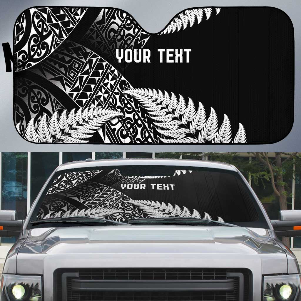 New Zealand Rugby Pacific Personalised Auto Sun Shade All Black Maori Pasifika Fern Pattern - Polynesian Pride
