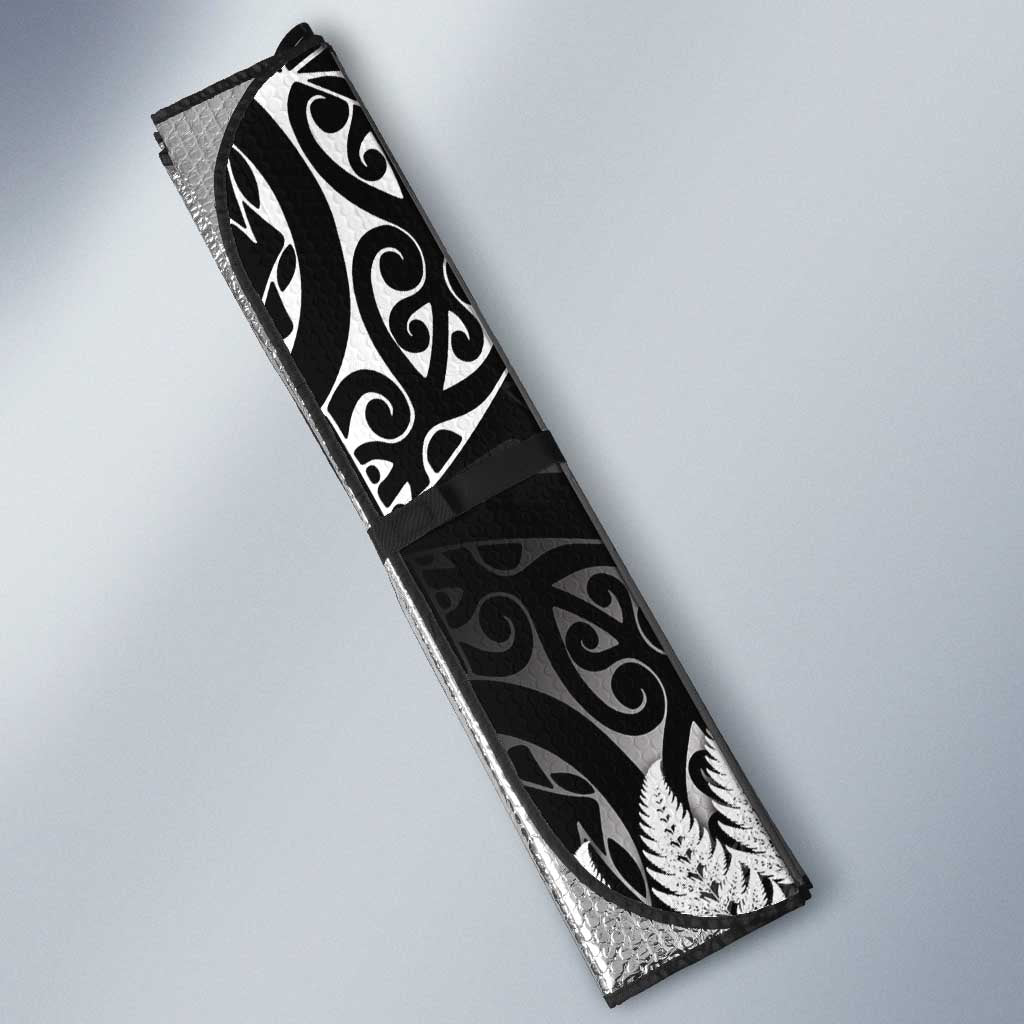 New Zealand Rugby Pacific Personalised Auto Sun Shade All Black Maori Pasifika Fern Pattern - Polynesian Pride