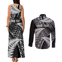 New Zealand Rugby Pacific Personalised Couples Matching Tank Maxi Dress and Long Sleeve Button Shirt All Black Maori Pasifika Fern Pattern LT9 - Polynesian Pride