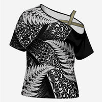 New Zealand Rugby Pacific Personalised Cross Shoulder Shirt All Black Maori Pasifika Fern Pattern - Polynesian Pride