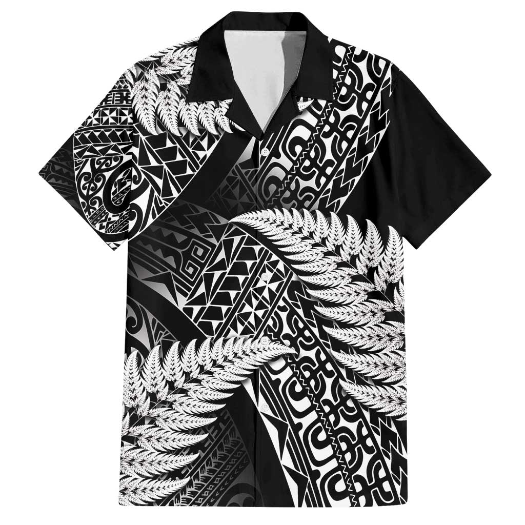 New Zealand Rugby Pacific Personalised Family Matching Long Sleeve Bodycon Dress and Hawaiian Shirt All Black Maori Pasifika Fern Pattern LT9 Dad's Shirt - Short Sleeve Black - Polynesian Pride