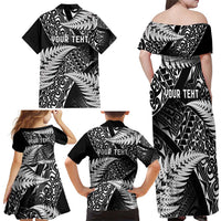 New Zealand Rugby Pacific Personalised Family Matching Off Shoulder Maxi Dress and Hawaiian Shirt All Black Maori Pasifika Fern Pattern LT9 - Polynesian Pride