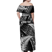 New Zealand Rugby Pacific Personalised Family Matching Off Shoulder Maxi Dress and Hawaiian Shirt All Black Maori Pasifika Fern Pattern LT9 - Polynesian Pride