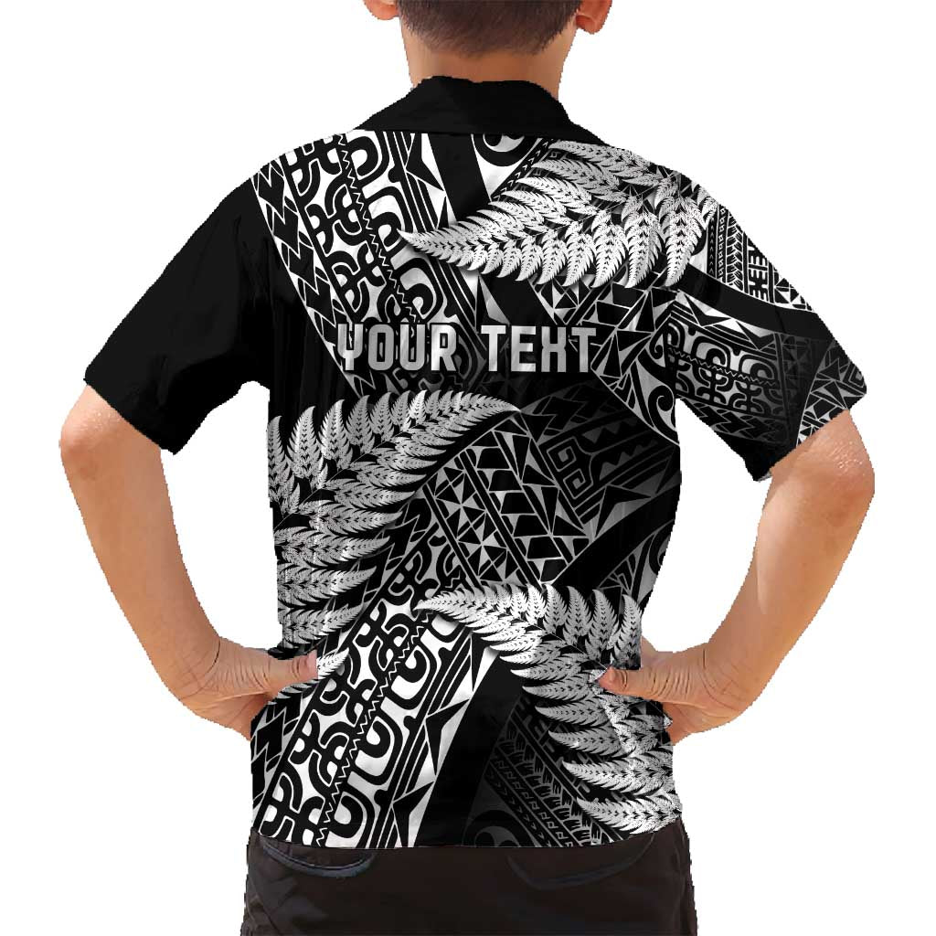 New Zealand Rugby Pacific Personalised Family Matching Off Shoulder Short Dress and Hawaiian Shirt All Black Maori Pasifika Fern Pattern LT9 - Polynesian Pride