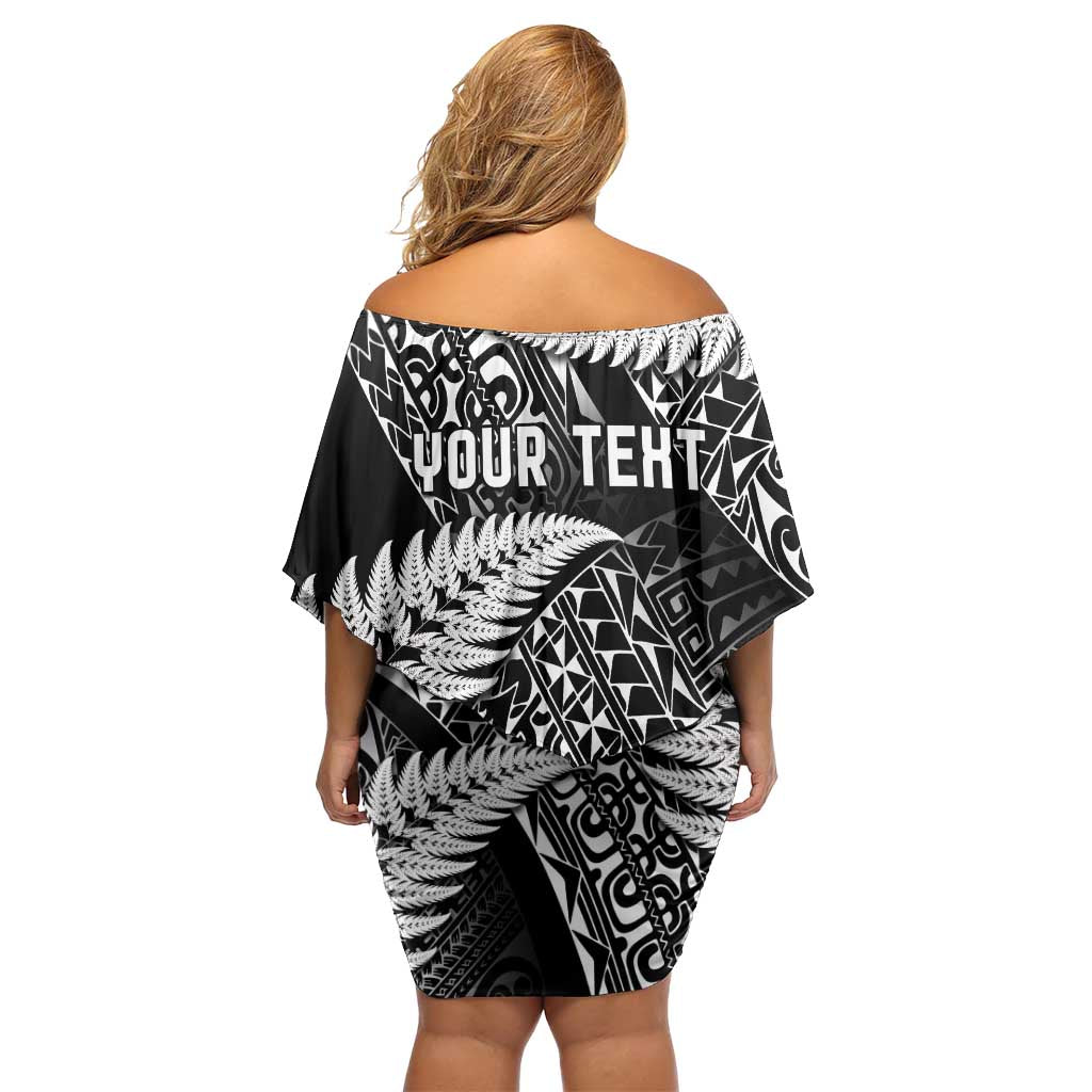 New Zealand Rugby Pacific Personalised Family Matching Off Shoulder Short Dress and Hawaiian Shirt All Black Maori Pasifika Fern Pattern LT9 - Polynesian Pride
