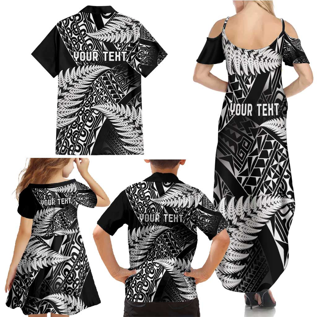 New Zealand Rugby Pacific Personalised Family Matching Summer Maxi Dress and Hawaiian Shirt All Black Maori Pasifika Fern Pattern LT9 - Polynesian Pride
