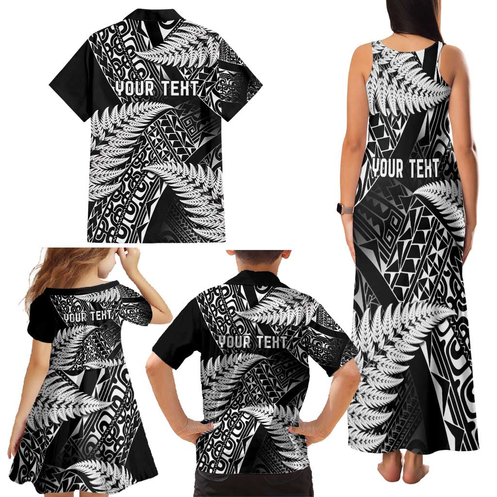 New Zealand Rugby Pacific Personalised Family Matching Tank Maxi Dress and Hawaiian Shirt All Black Maori Pasifika Fern Pattern LT9 - Polynesian Pride