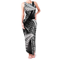New Zealand Rugby Pacific Personalised Family Matching Tank Maxi Dress and Hawaiian Shirt All Black Maori Pasifika Fern Pattern LT9 Mom's Dress Black - Polynesian Pride