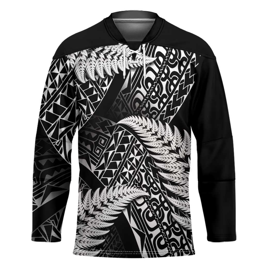 New Zealand Rugby Pacific Personalised Hockey Jersey All Black Maori Pasifika Fern Pattern - Polynesian Pride