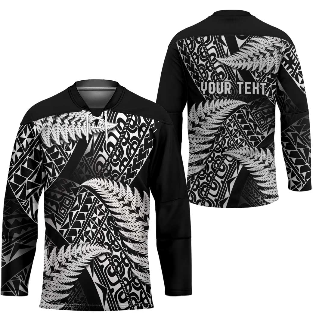 New Zealand Rugby Pacific Personalised Hockey Jersey All Black Maori Pasifika Fern Pattern - Polynesian Pride