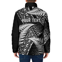 New Zealand Rugby Pacific Personalised Padded Jacket All Black Maori Pasifika Fern Pattern - Polynesian Pride