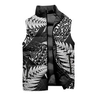 New Zealand Rugby Pacific Personalised Sleeveless Puffer Jacket All Black Maori Pasifika Fern Pattern - Polynesian Pride