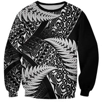 New Zealand Rugby Pacific Personalised Sweatshirt All Black Maori Pasifika Fern Pattern LT9 Unisex Black - Polynesian Pride