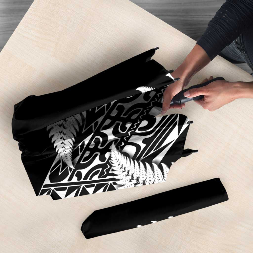 New Zealand Rugby Pacific Personalised Umbrella All Black Maori Pasifika Fern Pattern - Polynesian Pride