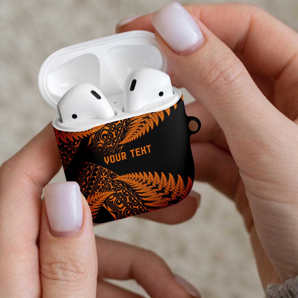New Zealand Rugby Pacific Personalised AirPods Case All Gold Maori Pasifika Fern Pattern - Polynesian Pride