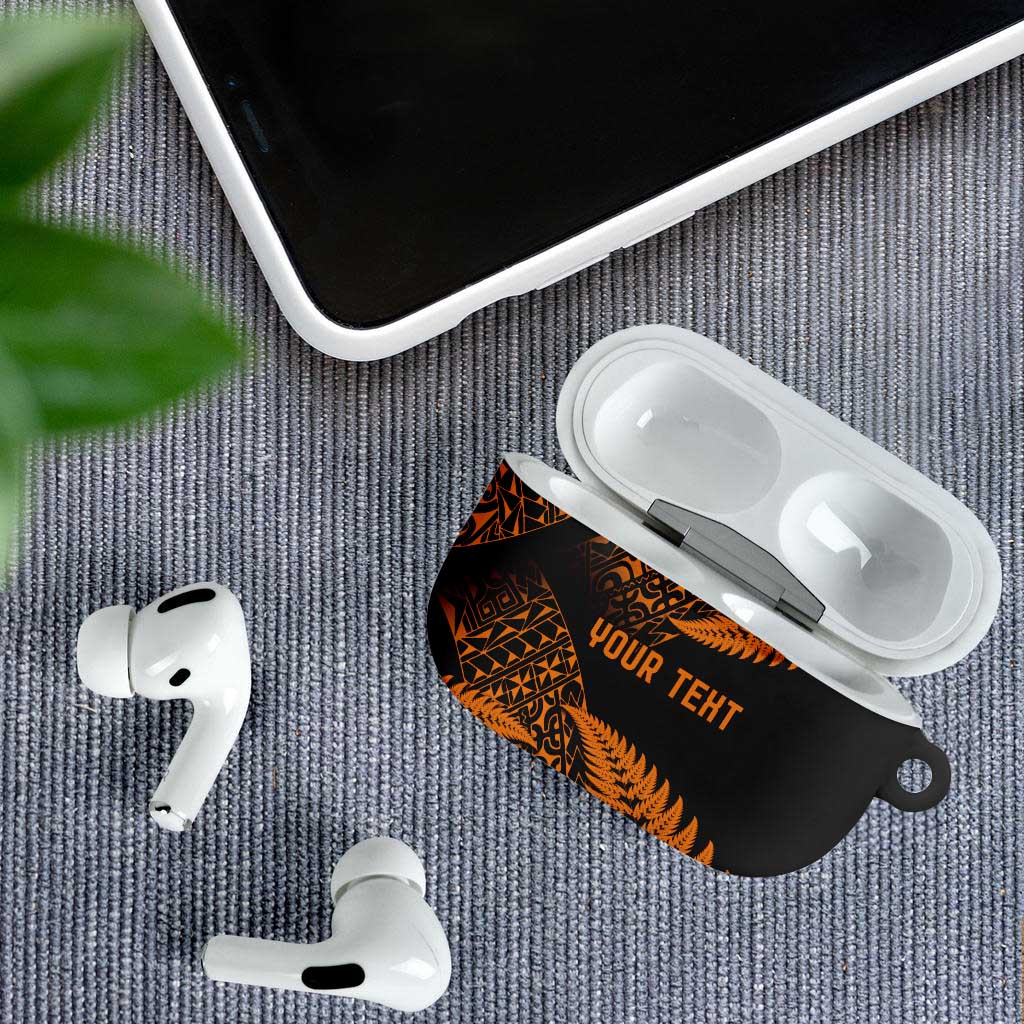 New Zealand Rugby Pacific Personalised AirPods Case All Gold Maori Pasifika Fern Pattern - Polynesian Pride