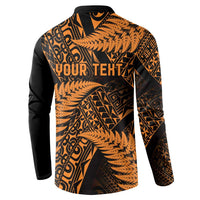 New Zealand Rugby Pacific Personalised Button Sweatshirt All Gold Maori Pasifika Fern Pattern LT9 - Polynesian Pride